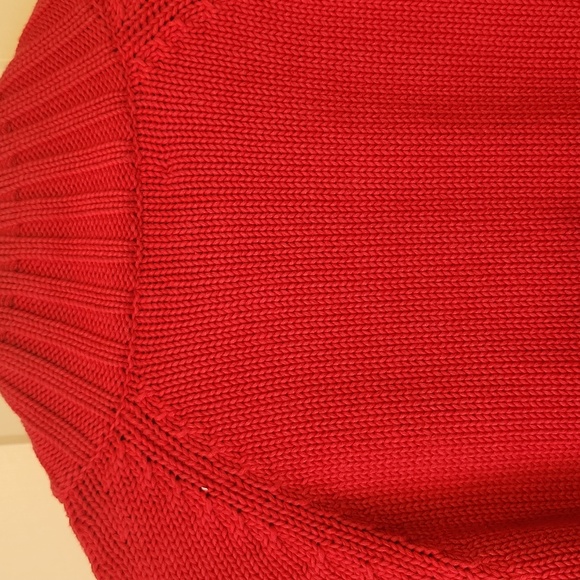 Lands' End Red Cotton Zippered Cardigan Sweater - Picture 4 of 7